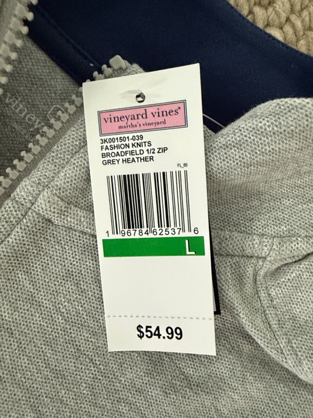 Vineyard Vines Light Gray Kids Quarter-Zip Pullover - Picture 2 of 4